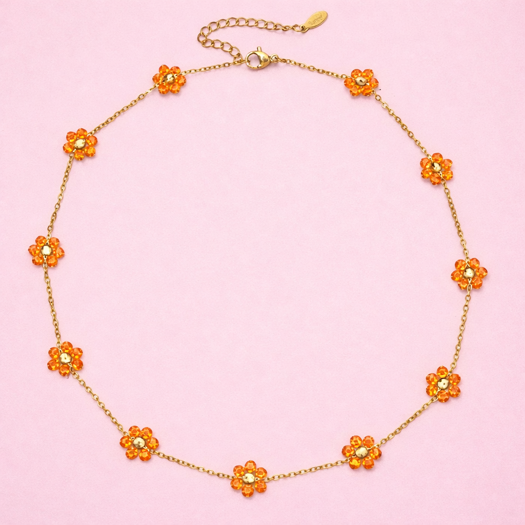Choker Flores Laranja